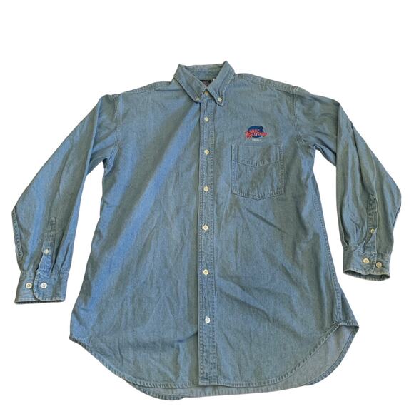 Planet Hollywood Prague Men's Size L Button Down Denim Jean VTG 1991 Shirt - Picture 13 of 16